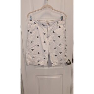 Men's Izod Saltwater Chino Shorts White And Blue Lobster Size 30‎